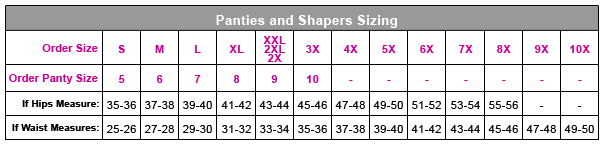 Bali Brief Size Chart